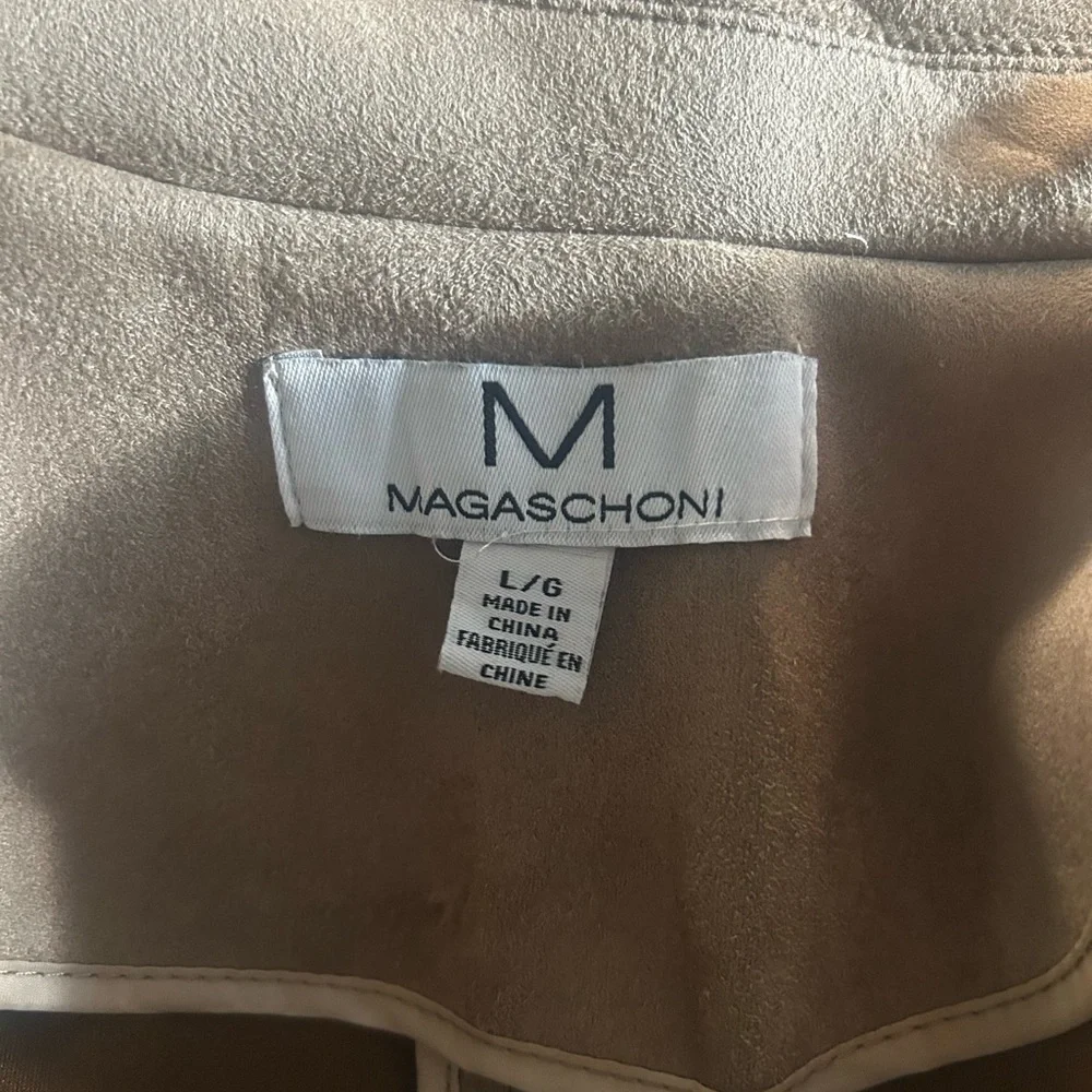 MAGASCHONI Tan Faux Suede Open Front Jacket Size Large - Picture 14 of 14